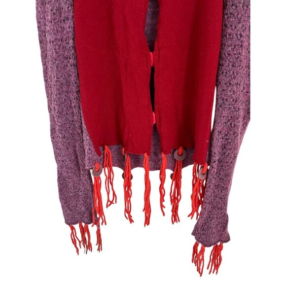 Vintage Red & Purple Knit Cardigan Fairy Lace Whimsical Bohemian Sheer - Picture 6 of 16